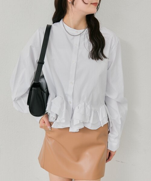 mystic（ミスティック）の「【新色ホワイト/ピンク/ブルー2】ウェーブフリルブラウス（シャツ/ブラウス・レディース・オフホワイト/ブルー/ホワイト/ピンク/ブルー系その他2・FREE）」の8枚目の写真