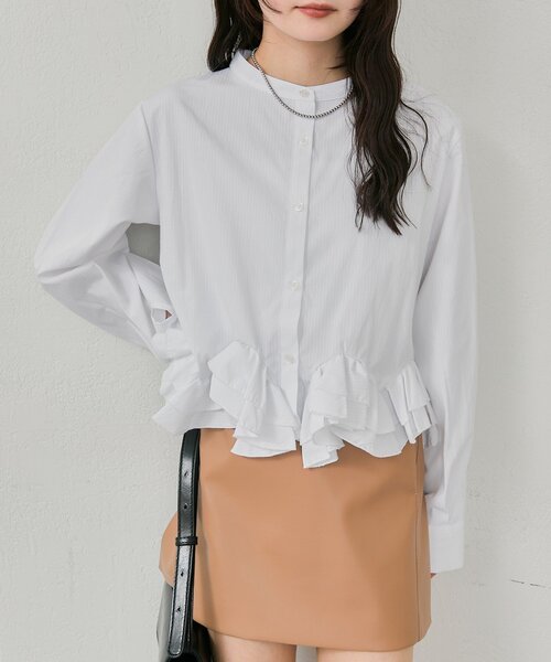 mystic（ミスティック）の「【新色ホワイト/ピンク/ブルー2】ウェーブフリルブラウス（シャツ/ブラウス・レディース・オフホワイト/ブルー/ホワイト/ピンク/ブルー系その他2・FREE）」の13枚目の写真