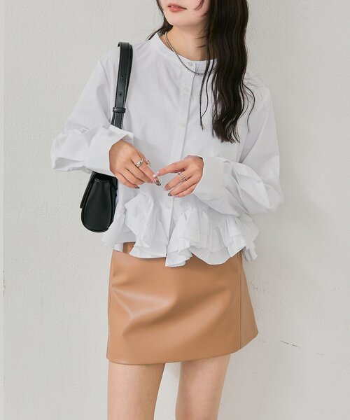 mystic（ミスティック）の「【新色ホワイト/ピンク/ブルー2】ウェーブフリルブラウス（シャツ/ブラウス・レディース・オフホワイト/ブルー/ホワイト/ピンク/ブルー系その他2・FREE）」の14枚目の写真