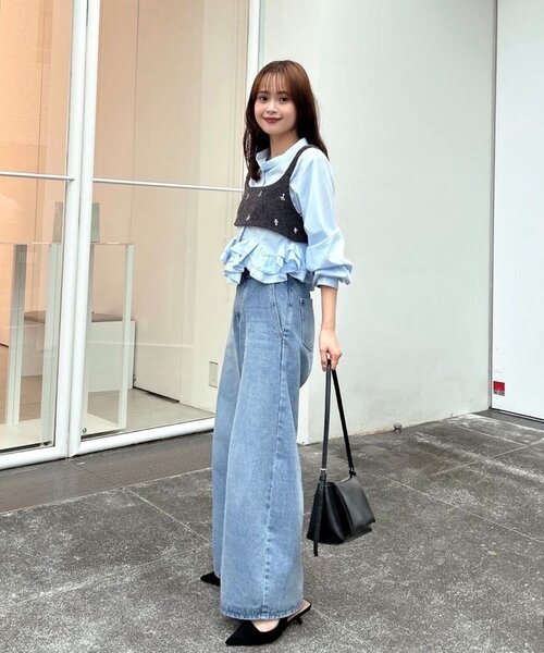 mystic（ミスティック）の「【新色ホワイト/ピンク/ブルー2】ウェーブフリルブラウス（シャツ/ブラウス・レディース・オフホワイト/ブルー/ホワイト/ピンク/ブルー系その他2・FREE）」の6枚目の写真