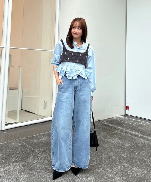 mystic（ミスティック）の「【新色ホワイト/ピンク/ブルー2】ウェーブフリルブラウス（シャツ/ブラウス・レディース・オフホワイト/ブルー/ホワイト/ピンク/ブルー系その他2・FREE）」の7枚目の写真