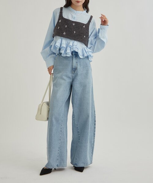 mystic（ミスティック）の「【新色ホワイト/ピンク/ブルー2】ウェーブフリルブラウス（シャツ/ブラウス・レディース・オフホワイト/ブルー/ホワイト/ピンク/ブルー系その他2・FREE）」の12枚目の写真