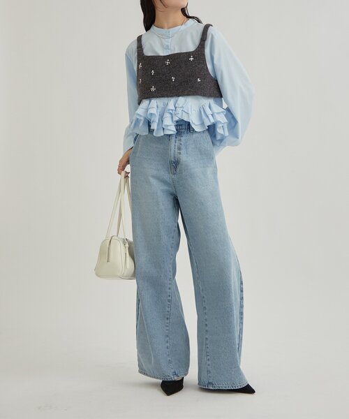 mystic（ミスティック）の「【新色ホワイト/ピンク/ブルー2】ウェーブフリルブラウス（シャツ/ブラウス・レディース・オフホワイト/ブルー/ホワイト/ピンク/ブルー系その他2・FREE）」の18枚目の写真