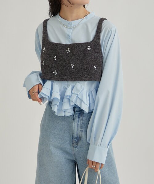 mystic（ミスティック）の「【新色ホワイト/ピンク/ブルー2】ウェーブフリルブラウス（シャツ/ブラウス・レディース・オフホワイト/ブルー/ホワイト/ピンク/ブルー系その他2・FREE）」の21枚目の写真