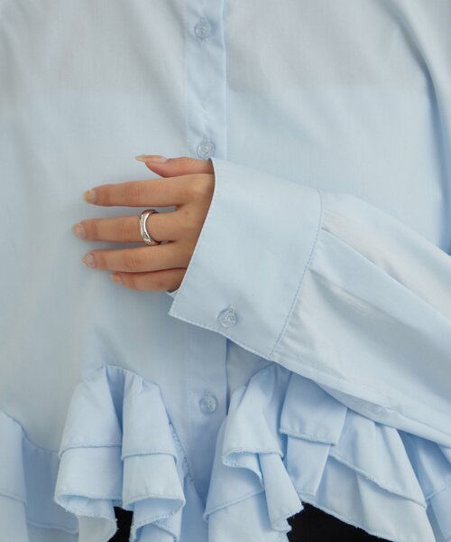 セール】【新色ホワイト/ピンク/ブルー2】ウェーブフリルブラウス