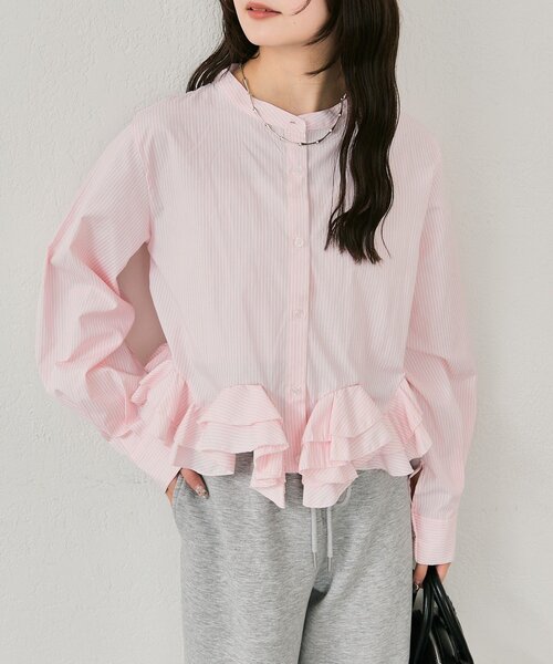 mystic（ミスティック）の「【新色ホワイト/ピンク/ブルー2】ウェーブフリルブラウス（シャツ/ブラウス・レディース・オフホワイト/ブルー/ホワイト/ピンク/ブルー系その他2・FREE）」の8枚目の写真