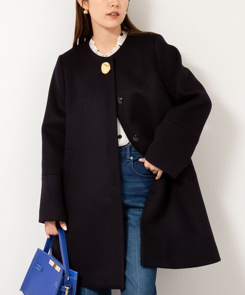 NOLLEY'S（ノーリーズ）の「ブローチ付きAラインノーカラーコート