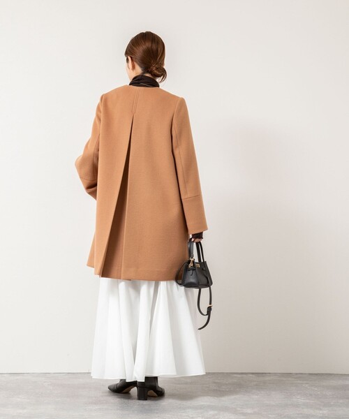 ブローチ付きAラインノーカラーコート（ノーカラーコート）｜NOLLEY'S