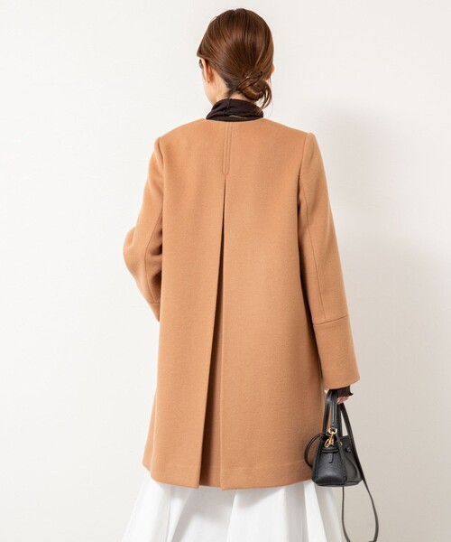 ノーカラーコートノリリ様 セール】ブローチ付きAラインノーカラーコート（ノーカラーコート