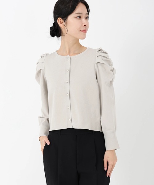 シエナポリー_ギャザースリーブニットカーディガン（カーディガン