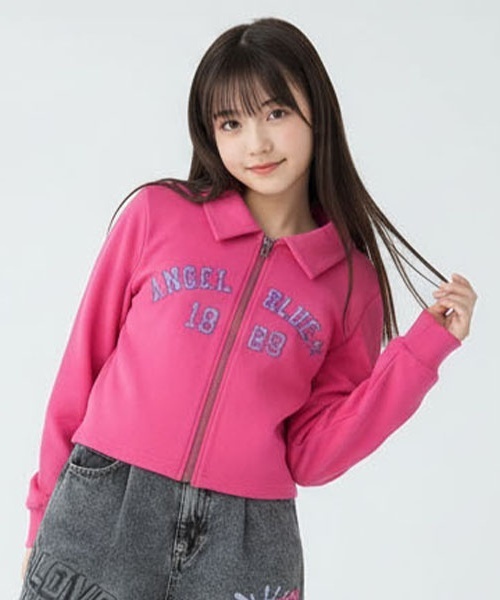 00s　エンジェルブルー　フルデコカウチンニット　/S　ピンク×ブルー　y2k 2000年代一世を風靡したティーンブランド【ANGEL BLUE(エンジェル