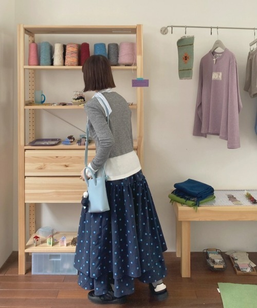 gossip!ロサンゼルス(ゴシップロサンゼルス)の「【Y2Kガーリー】レトロ配色ドットティアードスカート(スカート・レディース・ブルー/ブラウン・M)」の17枚目の写真
