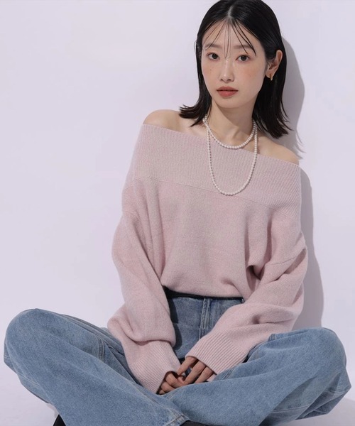 Mystrada（マイストラーダ）の「アクアオフショルニット（ニット/セーター・レディース・ボルドー/オフホワイト/グレー/ピンク系その他5/ネイビー/ブラック/ライトイエロー/ブラウン/レッド・38）」の7枚目の写真