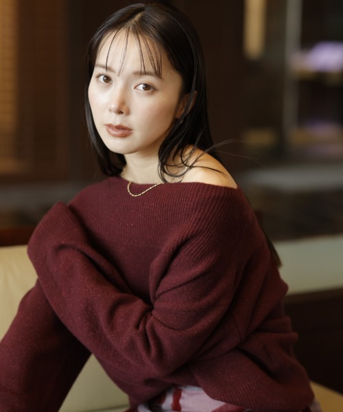 Mystrada（マイストラーダ）の「アクアオフショルニット（ニット/セーター・レディース・ボルドー/オフホワイト/グレー/ピンク系その他5/ネイビー/ブラック/ライトイエロー/ブラウン/レッド・38）」の9枚目の写真