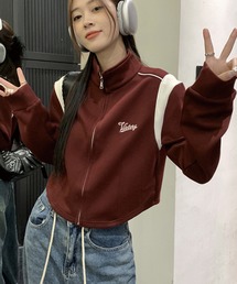 VQ（ブイキュー）の「＼トレンドのクロップド丈♪レトロな雰囲気が◎／クロップド レトロ フルジップジャージ / フルジップ スタンドブルゾン（ジャージ）」