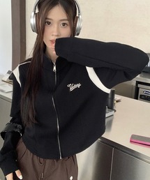 VQ（ブイキュー）の「＼トレンドのクロップド丈♪レトロな雰囲気が◎／クロップド レトロ フルジップジャージ / フルジップ スタンドブルゾン（ジャージ）」