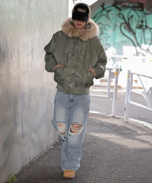 WEGO（ウィゴー）の「WEGO/N2B（ミリタリージャケット・メンズ・カーキ/ブラック・MEDIUM/LARGE）」の5枚目の写真