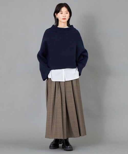 CAST:（キャストコロン）の「【CAST COLON】タックギャザーチェックスカート（スカート・レディース・グレー/ベージュ・S/M/L）」の5枚目の写真