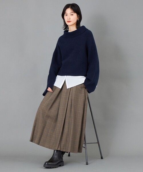 CAST:（キャストコロン）の「【CAST COLON】タックギャザーチェックスカート（スカート・レディース・グレー/ベージュ・S/M/L）」の6枚目の写真