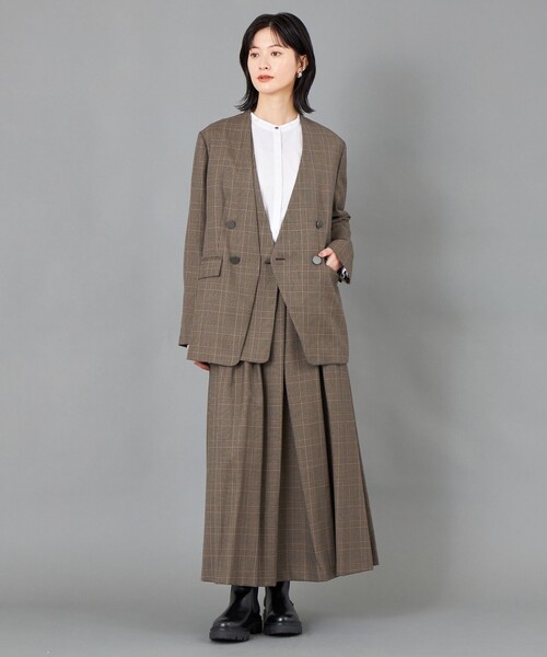 CAST:（キャストコロン）の「【CAST COLON】タックギャザーチェックスカート（スカート・レディース・グレー/ベージュ・S/M/L）」の7枚目の写真