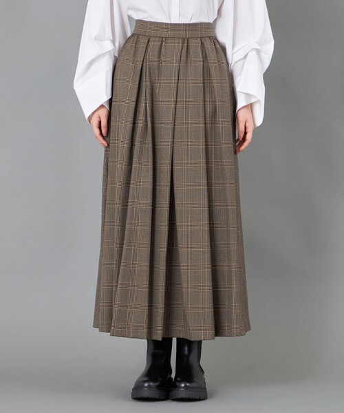 CAST:（キャストコロン）の「【CAST COLON】タックギャザーチェックスカート（スカート・レディース・グレー/ベージュ・S/M/L）」の8枚目の写真