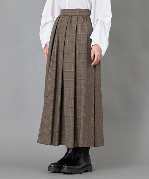 CAST:（キャストコロン）の「【CAST COLON】タックギャザーチェックスカート（スカート・レディース・グレー/ベージュ・S/M/L）」の9枚目の写真