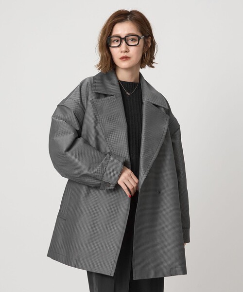 セール】＜conte＞ チェック ミリタリー 2WAY ショートコート