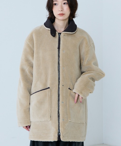 TAION】リバーシブル ダウンジャケット / ブルゾン（キルティング×ボア