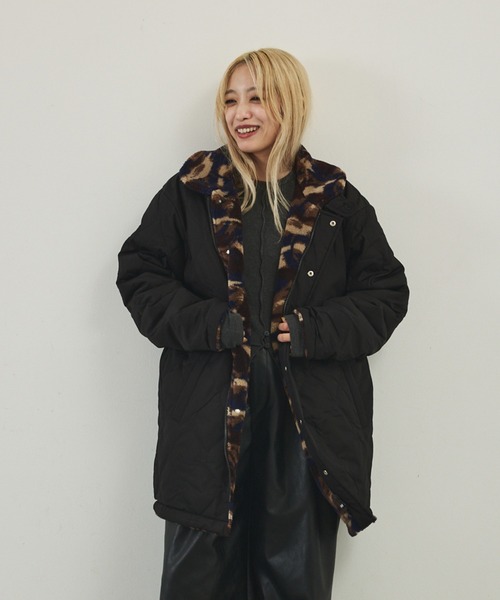 TAION】リバーシブル ダウンジャケット / ブルゾン（キルティング×ボア