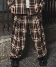 チェック ワイドパンツ