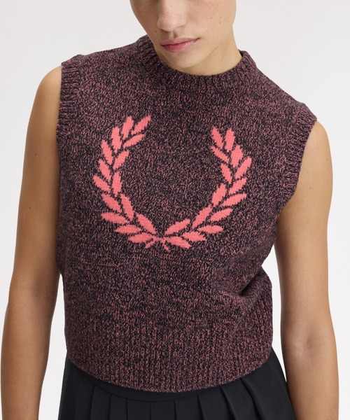 FRED PERRY(フレッドペリー)の「Twisted Marl Knitted Vest/メランジニットベスト(ベスト・レディース・ピンク・10)」の1枚目の写真
