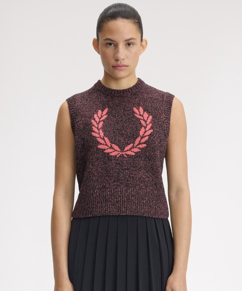FRED PERRY(フレッドペリー)の「Twisted Marl Knitted Vest/メランジニットベスト(ベスト・レディース・ピンク・10)」の4枚目の写真
