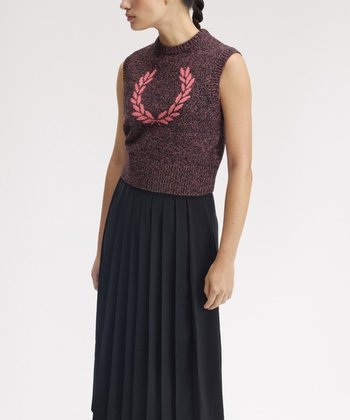 FRED PERRY(フレッドペリー)の「Twisted Marl Knitted Vest/メランジニットベスト(ベスト・レディース・ピンク・10)」の2枚目の写真