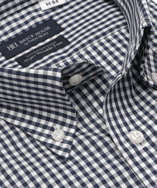 TOKYO SHIRTS（トウキョウシャツ）の「形態安定ノンアイロン ボタンダウン 長袖ビジネスワイシャツ（ビジネスシャツ・メンズ・ネイビー・首回り37cm-裄丈84cm/首回り37cm-裄丈80cm/首回り39cm-裄丈80cm/首回り39cm-裄丈84cm/首回り41cm-裄丈82cm/首回り41cm-裄丈86cm/首回り42cm-裄丈82cm/首回り42cm-裄丈86cm/首回り43cm-裄丈82cm/首回り43cm-裄丈86cm）」の2枚目の写真