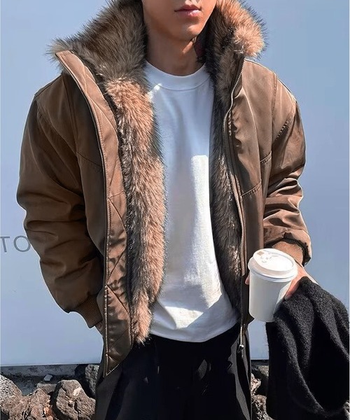 BLANC FICELLE(ブランフィセル)の「インナーファー ブルゾン(ブルゾン・メンズ・ブラック/カーキ・M/L/XL/XX-LARGE)」の2枚目の写真
