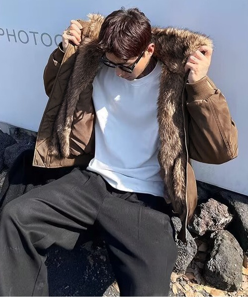 BLANC FICELLE(ブランフィセル)の「インナーファー ブルゾン(ブルゾン・メンズ・ブラック/カーキ・M/L/XL/XX-LARGE)」の9枚目の写真