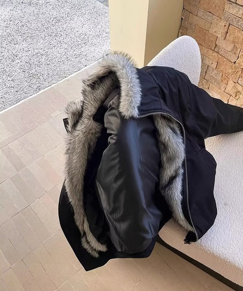 BLANC FICELLE(ブランフィセル)の「インナーファー ブルゾン(ブルゾン・メンズ・ブラック/カーキ・M/L/XL/XX-LARGE)」の13枚目の写真