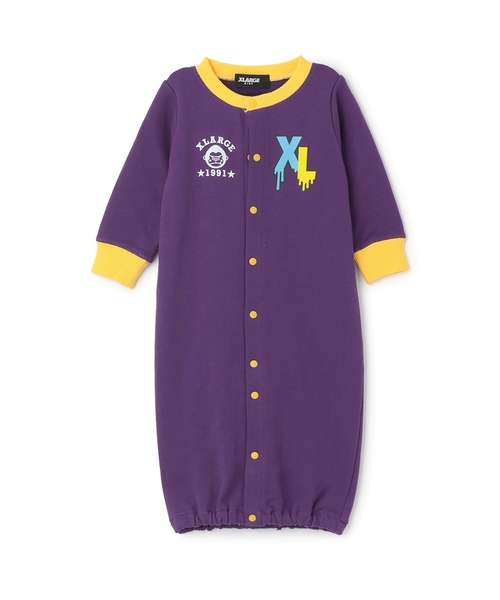 XLARGE KIDS（エクストララージキッズ）の「ファニーゴリラ&ドリップロゴカバーオール（ロンパース・キッズ・ブルー/パープル・50-70cm）」の2枚目の写真