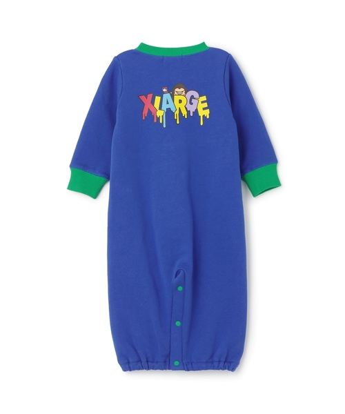 XLARGE KIDS（エクストララージキッズ）の「ファニーゴリラ&ドリップロゴカバーオール（ロンパース・キッズ・ブルー/パープル・50-70cm）」の3枚目の写真