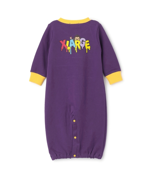 XLARGE KIDS（エクストララージキッズ）の「ファニーゴリラ&ドリップロゴカバーオール（ロンパース・キッズ・ブルー/パープル・50-70cm）」の4枚目の写真