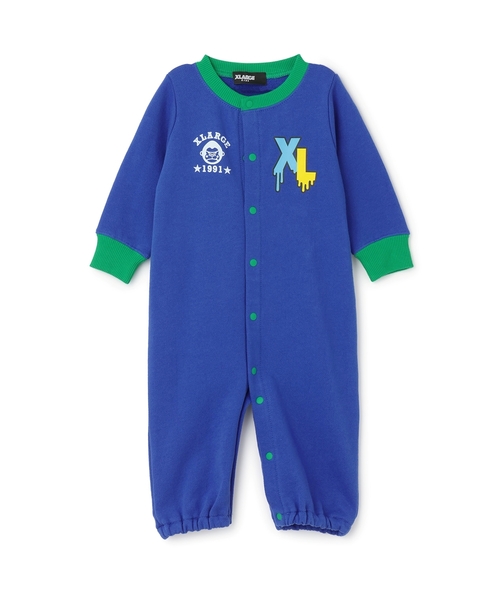 XLARGE KIDS（エクストララージキッズ）の「ファニーゴリラ&ドリップロゴカバーオール（ロンパース・キッズ・ブルー/パープル・50-70cm）」の5枚目の写真