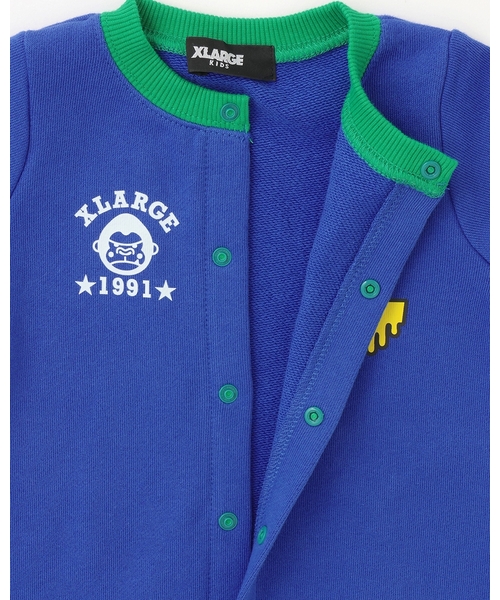 XLARGE KIDS（エクストララージキッズ）の「ファニーゴリラ&ドリップロゴカバーオール（ロンパース・キッズ・ブルー/パープル・50-70cm）」の7枚目の写真
