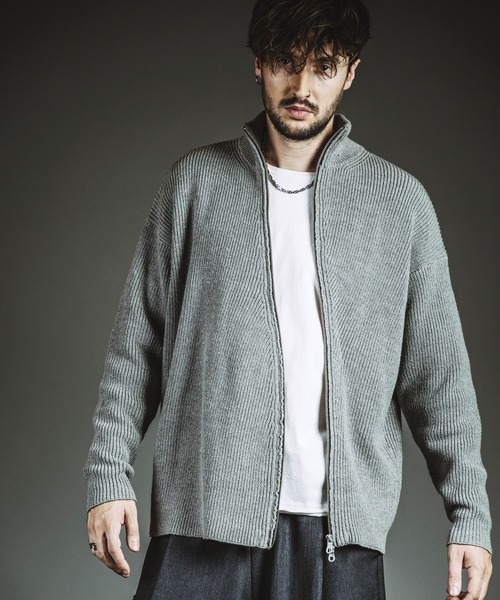 NO ID.（ノーアイディ）の「【NO ID.】Asymmetry Drivers Knit Cardigan / アシンメトリー ドライバーズ ニット カーディガン（ニット/セーター・メンズ・ブラック/その他23/グレー・ONE SIZE）」の4枚目の写真