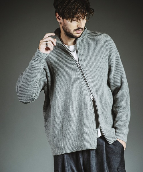 NO ID.（ノーアイディ）の「【NO ID.】Asymmetry Drivers Knit Cardigan / アシンメトリー ドライバーズ ニット カーディガン（ニット/セーター・メンズ・ブラック/その他23/グレー・ONE SIZE）」の11枚目の写真