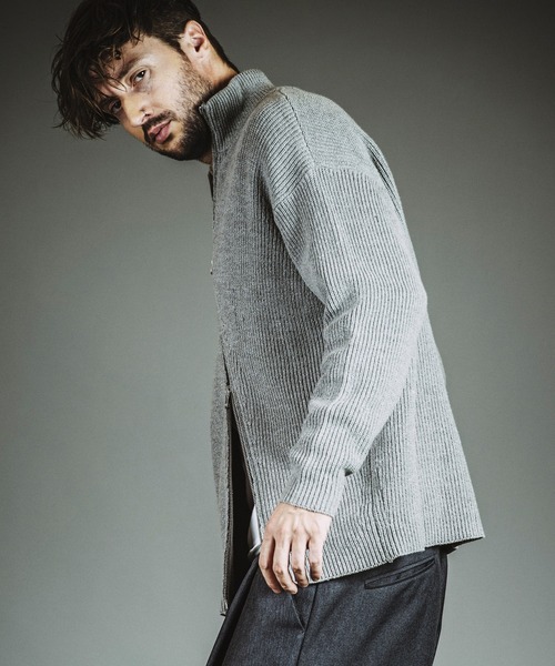 NO ID.（ノーアイディ）の「【NO ID.】Asymmetry Drivers Knit Cardigan / アシンメトリー ドライバーズ ニット カーディガン（ニット/セーター・メンズ・ブラック/その他23/グレー・ONE SIZE）」の13枚目の写真