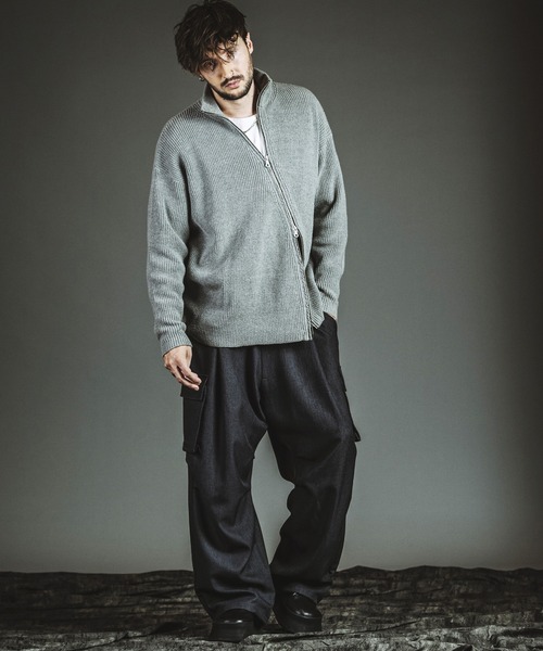 NO ID.（ノーアイディ）の「【NO ID.】Asymmetry Drivers Knit Cardigan / アシンメトリー ドライバーズ ニット カーディガン（ニット/セーター・メンズ・ブラック/その他23/グレー・ONE SIZE）」の16枚目の写真