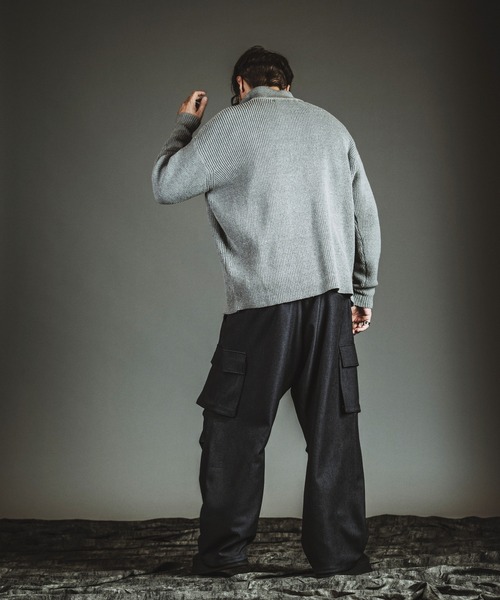 NO ID.（ノーアイディ）の「【NO ID.】Asymmetry Drivers Knit Cardigan / アシンメトリー ドライバーズ ニット カーディガン（ニット/セーター・メンズ・ブラック/その他23/グレー・ONE SIZE）」の18枚目の写真