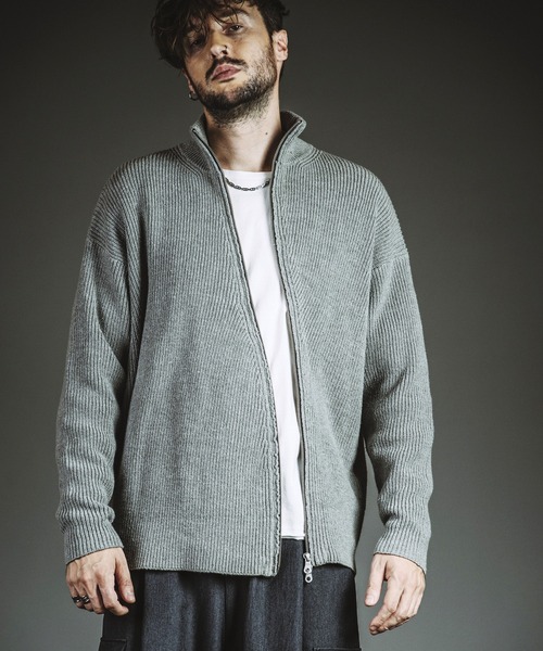 NO ID.（ノーアイディ）の「【NO ID.】Asymmetry Drivers Knit Cardigan / アシンメトリー ドライバーズ ニット カーディガン（ニット/セーター・メンズ・ブラック/その他23/グレー・ONE SIZE）」の20枚目の写真