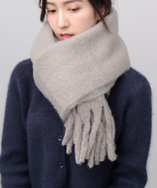 大判 ふわもふ ボリューム ブークレマフラー リサイクルポリエステル