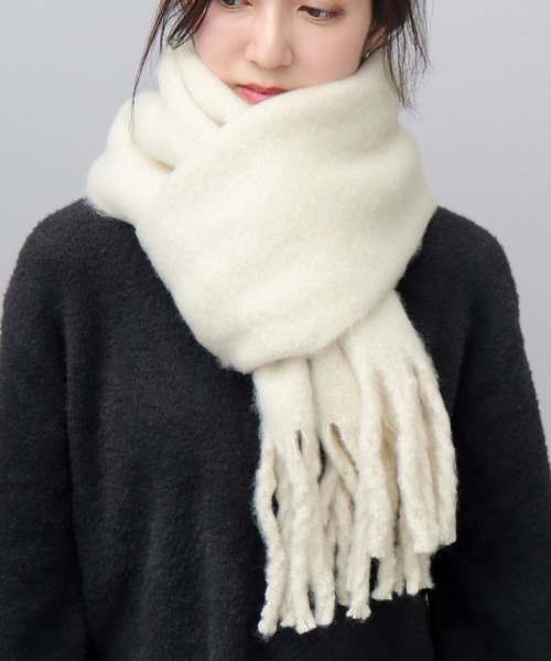 セール】大判 ふわもふ ボリューム ブークレマフラー リサイクル